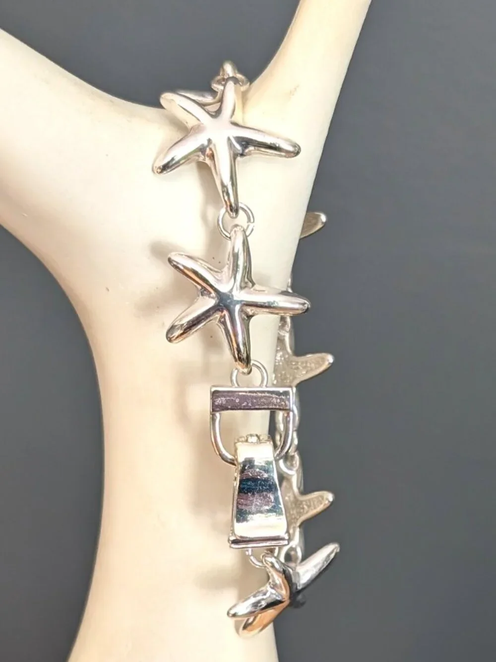 Silver starfish magnetic closure bracelet